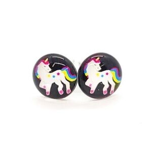Unicorn flat stud earrings girls
